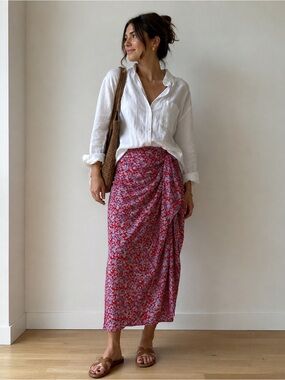 Zara Floral Summer Beach/ Resortwear Midi Skirt